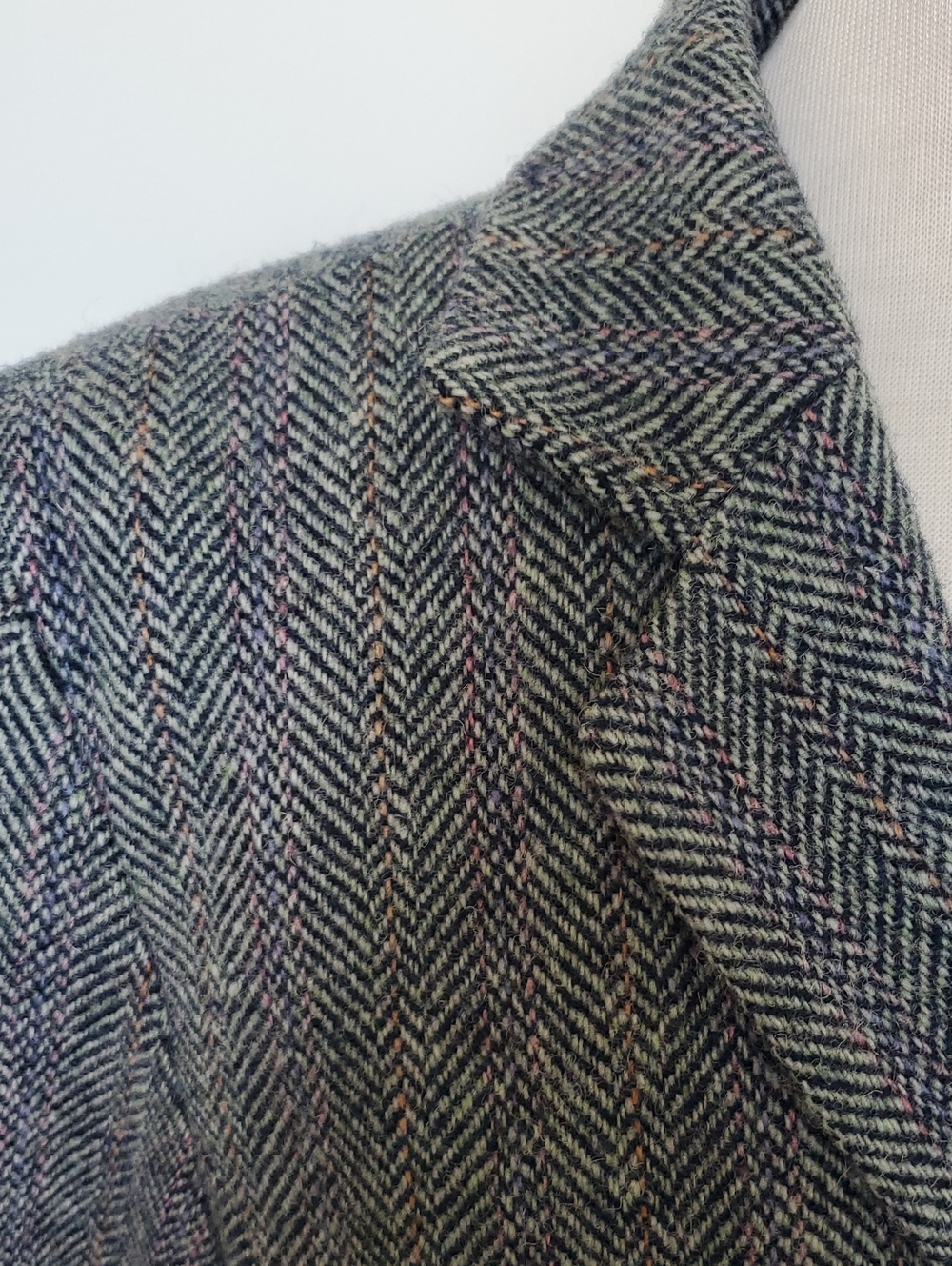 EUC Vintage Harris Tweed 100% Wool Car Coat In Blue/Gray Sz 10 US/ 14 UK - Picture 2 of 12